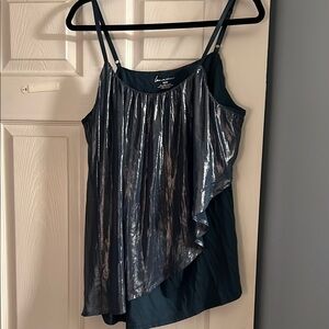 Silver Plunge Neck Asymmetrical Camisole